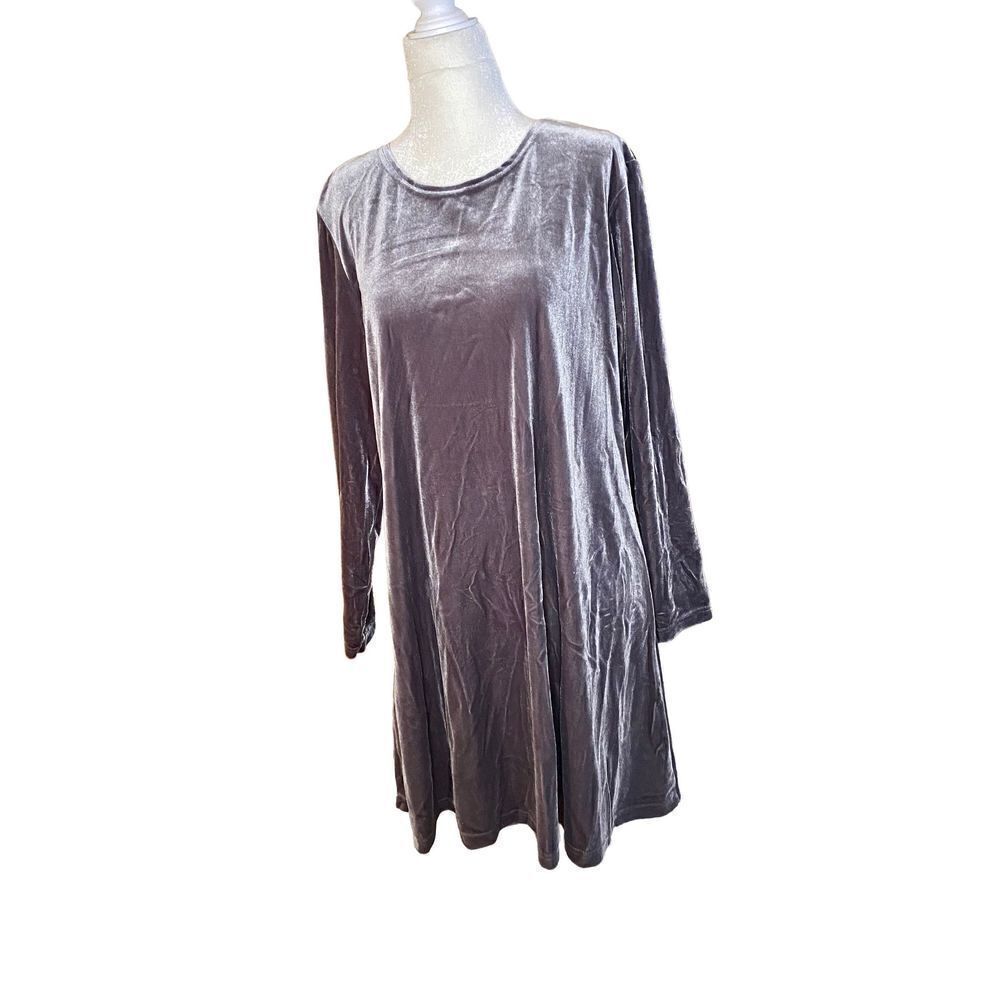 Hunt Club Gray Long Sleeve Velvet Dress